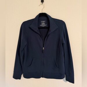 L.L.Bean Women's Navy Cotton Blend Zip Up Soft Jacket